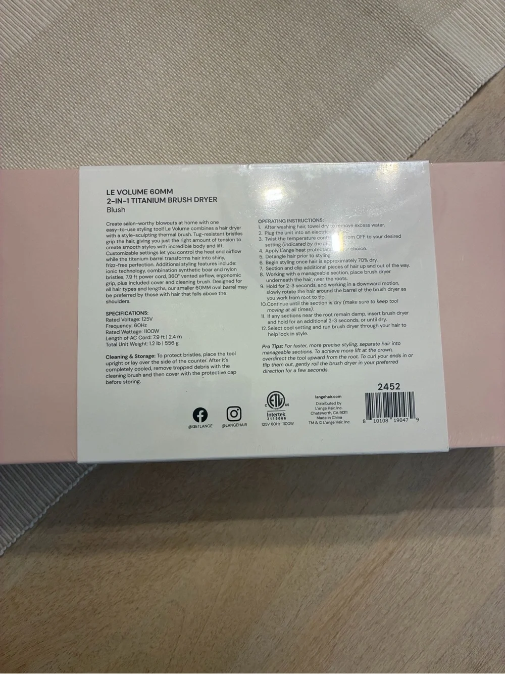 L’ange Le Volume 2-in-1 Titanium Brush Dryer •Blush•
